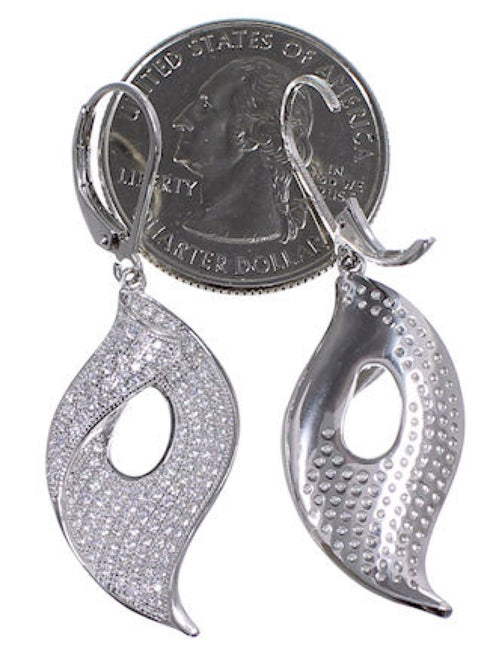 Sterling Silver Cubic Zirconia Hook Dangle Earrings DS55210